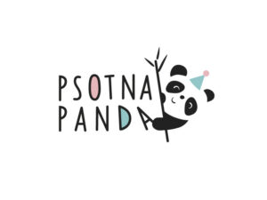 Logotyp sklepu Psotna Panda - sylwetka misia na gałęzi