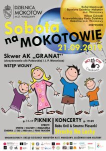 Zdjęcie przedstawia plakat imprezy plenerowej Sobota na Mokotowie