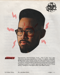 Grafika - wizytówka osoby - głowa młodego mężczyzny, Azjaty, ma brodę i okulary, pod nią informacje o nim