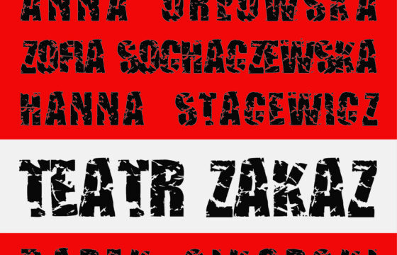 Plakat do spektaklu pt. "Plan lekcji" Teatru Zakaz, plakat na bazie drogowego znaku zakazu.