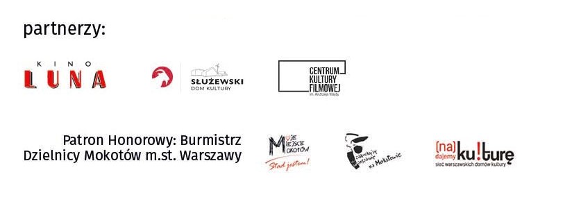 grafika z logotypami partnerów przeglądu best off Kino Luna, Służewski Dom Kultury, Centrum Kultury Filmowej, Patronat Honorowy Burmistrz dzielnicy Mokotów m.st. Warszawy