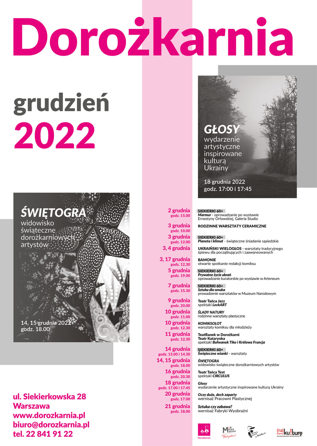 Grafika repertuau Domu Kultury Dorożkarnia na grudzień 2022