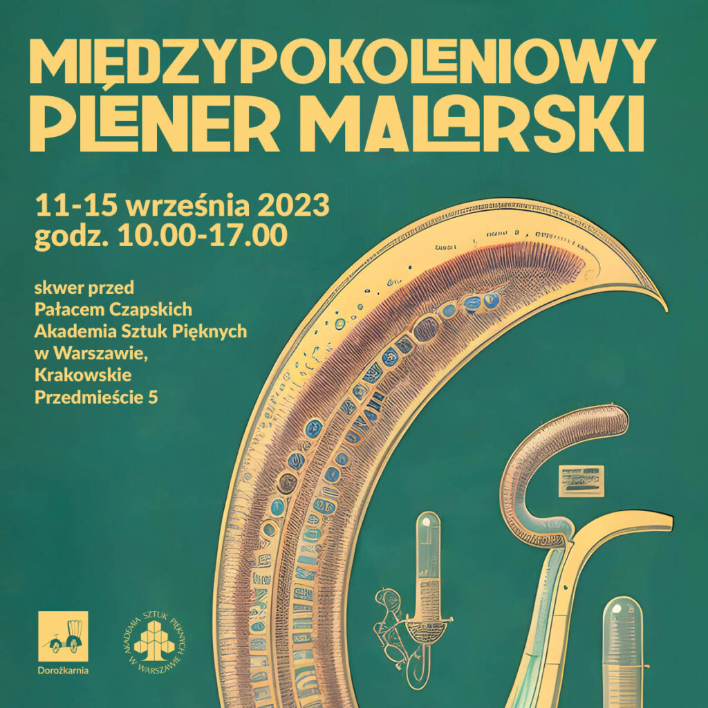 Grafika projektu Międzypokoleniowy Plener Malarski - informacje, przedmioty laboratoryjne m. in. menzurki