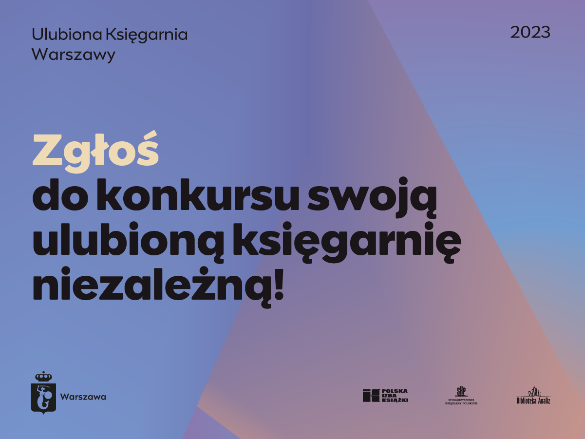 Grafika konkursu dla księgarni niezależnych "Ulubiona księgarnia Warszawy"