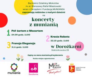 Plakat informacyjny o koncertach Fundacji Muniania