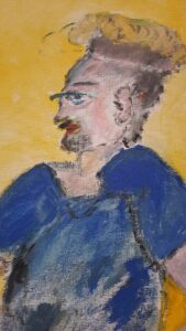 Obraz malowany na płótnie - portret młodego mężczyzny z profilu