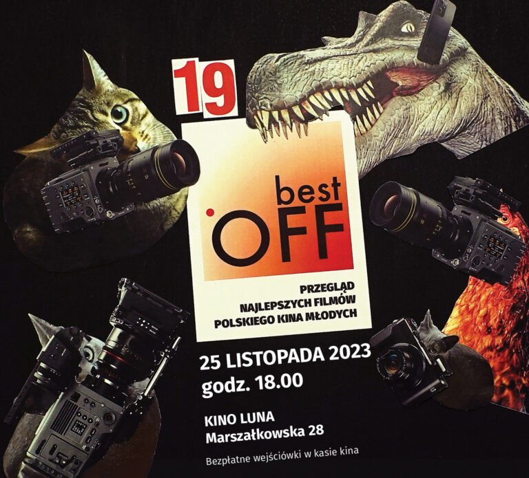Grafika festiwalu BEST OFF - kolaż złożony z głó zwierząt i kamer