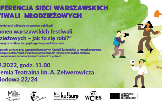 Grafika zaproszenia na konferencję sieci festiwali młodzieżowych - informacja o terminie i miejscu wydarzenia