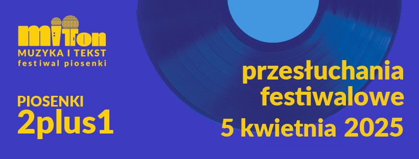 grafika z logo festiwalu MIT TON i terminem przesłuchań 5 kwietnia