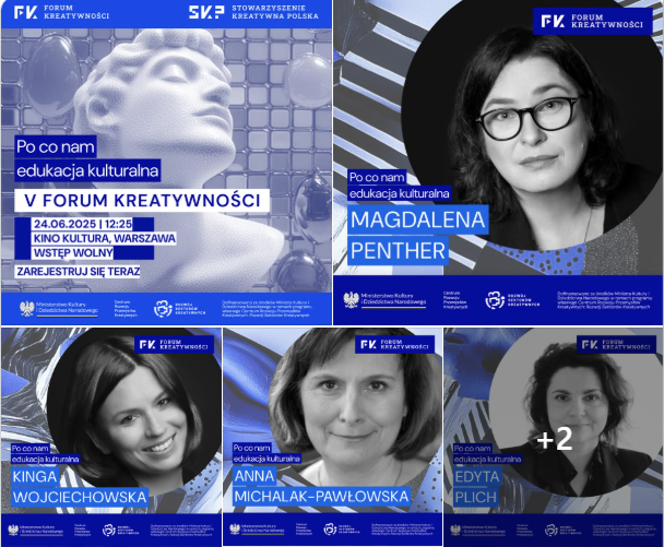 Grafika wydarzenia V Forum Kreatywności - kolaż kilku twarzy kobiet