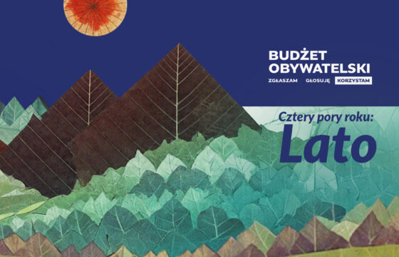 Grafika przedstawia krajobraz wyklejony z liści i roślin. Napis "Koncert Cztery pory roku. Lato"