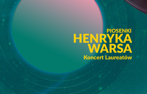 Grafika inspirowana wyglądem płyty winylowej. Napis "Piosenki Henryka Warsa. Koncert Laureatów"